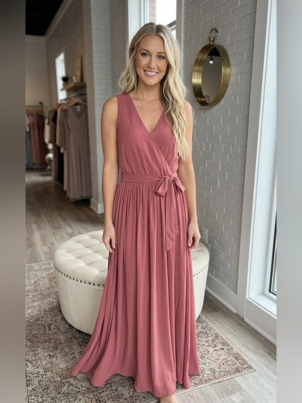 Joyfolie Mauve Pink Wrap Maxi Dress Size S